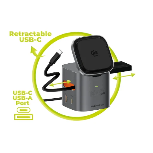 Mobile Origin PW37 6 v 1 skladacia nabíjačka, 100W Qi2 25W, kompatibilná s MagSafe - 12