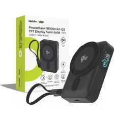 Mobile Origin PB19 10000 mAh Qi2 powerbanka so vstavaným USB-C káblom, čierna