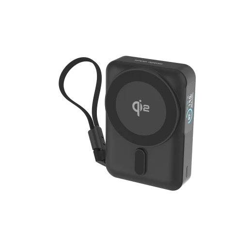 Mobile Origin PB19 10000 mAh Qi2 powerbank beépített USB-C kábellel, fekete Qi2 - 2