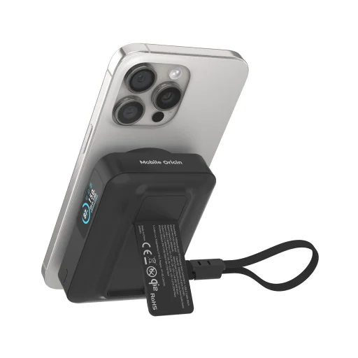 Mobile Origin PB19 10000 mAh Qi2 powerbanka so vstavaným USB-C káblom, čierna - 10