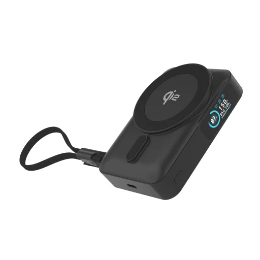 Mobile Origin PB19 10000 mAh Qi2 powerbank beépített USB-C kábellel, fekete Qi2 - 8