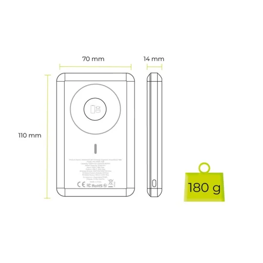 Mobile Origin PB8 10000 mAh 3 az 1-ben vezeték nélküli mágneses powerbank - 8