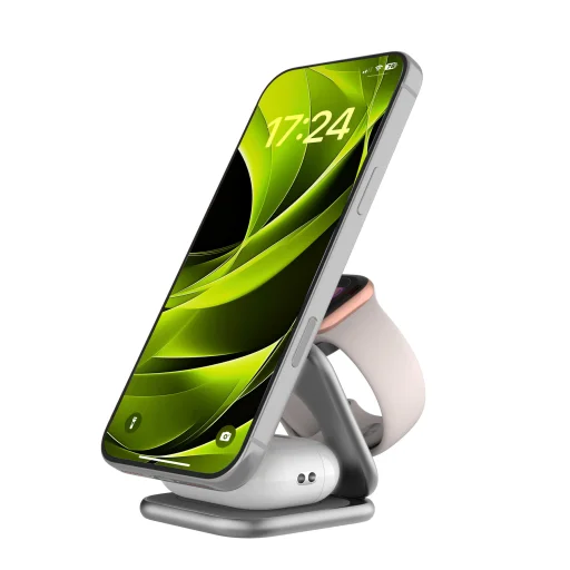 Mobile Origin PW36 3in1 Qi2 25W skladacia nabíjačka kompatibilná s MagSafe strieborná - 5