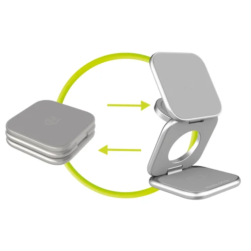 Mobile Origin PW36 3in1 Qi2 25W skladacia nabíjačka kompatibilná s MagSafe strieborná - 7