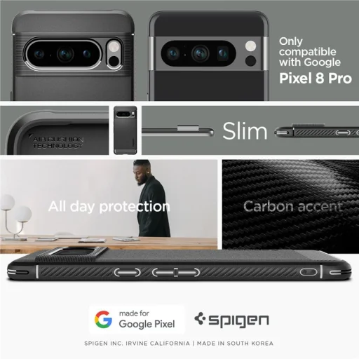 Google Pixel 8 Pro Spigen Rugged Armor tok, matt fekete - 7