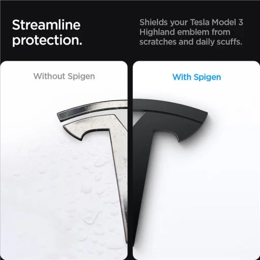 Spigen Tesla Front Emblem Logo Full Cover fekete – Tesla Model 3 2024 - 2