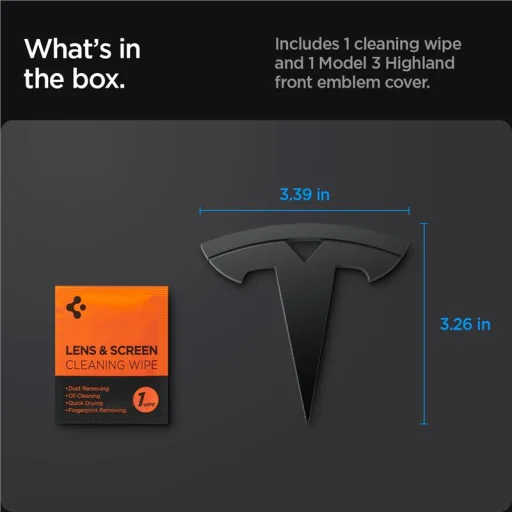 Spigen Tesla Front Emblem Logo Full Cover fekete – Tesla Model 3 2024 - 5