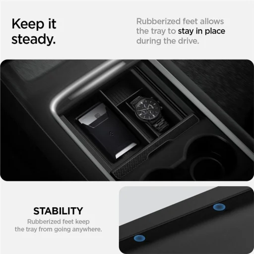 Spigen Tesla Center Console Organizer középkonzol rendszerező, fekete – Model Y/3 - 8