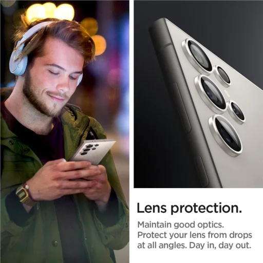 Spigen Glass tR EZ Fit Optik Pro 2 Pack ochrana fotoaparátu, sivá – Samsung Galaxy S24 Ultra - 2