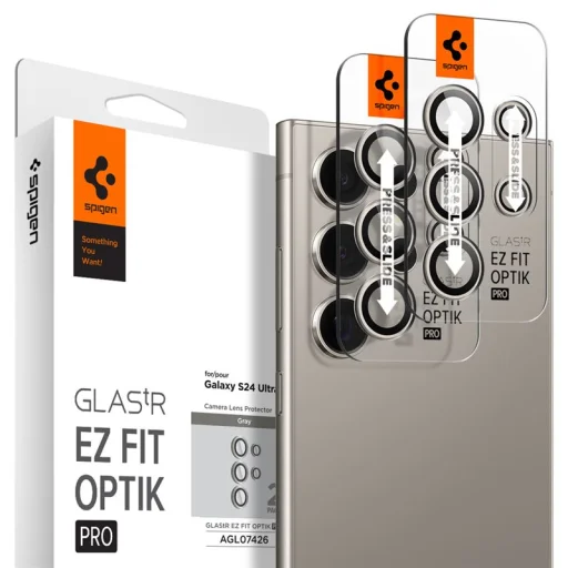 Spigen Glass tR EZ Fit Optik Pro 2 Pack kameravédő, gray – Samsung Galaxy S24 Ultra - 1