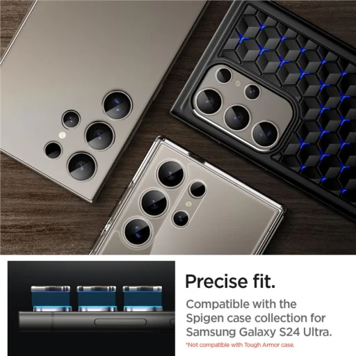 Spigen Glass tR EZ Fit Optik Pro 2 Pack kameravédő, gray – Samsung Galaxy S24 Ultra - 4