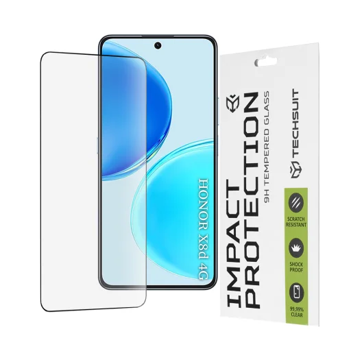 Honor X8d fekete Techsuit 111D teljes fedésű, teljes ragasztófelületű üvegfólia - 1