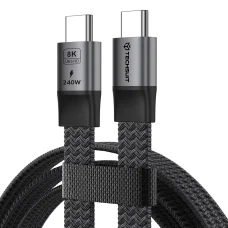 Techsuit ElysiumSync Pro 4. generációs USB4.0 Type-C kábel, 240 W, 40 Gbps, 8K 60 Hz, 1 m, szürke