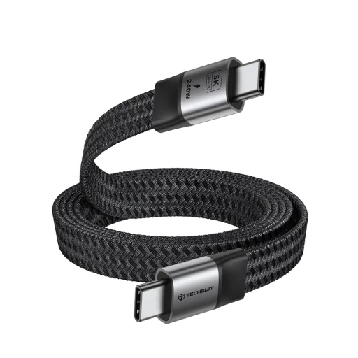 Techsuit ElysiumSync Pro 4. generációs USB4.0 Type-C kábel, 240 W, 40 Gbps, 8K 60 Hz, 1 m, szürke - 2