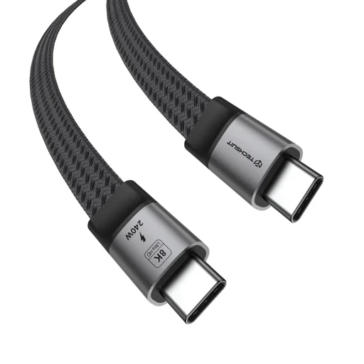 Techsuit ElysiumSync Pro 4. generációs USB4.0 Type-C kábel, 240 W, 40 Gbps, 8K 60 Hz, 1 m, szürke - 3