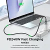 Techsuit TitanSync Pro USB2.0 USB-C adat- és töltőkábel, 240 W, 2 m, szürke thumbnail