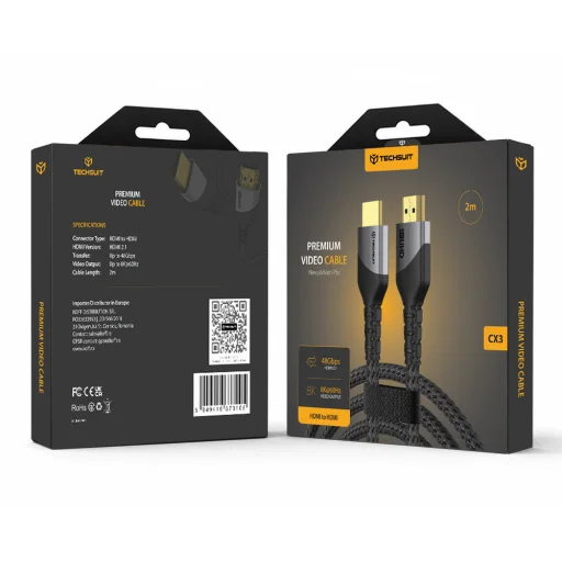  Techsuit NexusVision Pro HDMI 2.1 kábel, 2 m, szürke - 7