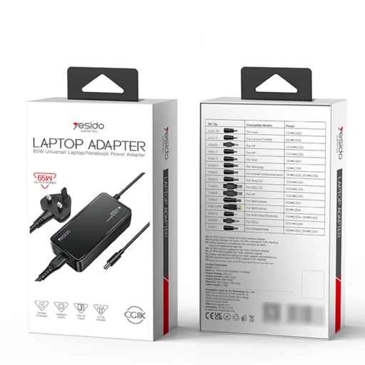 Yesido CG11E univerzális laptopadapter 65W 5A 1m fekete - 7