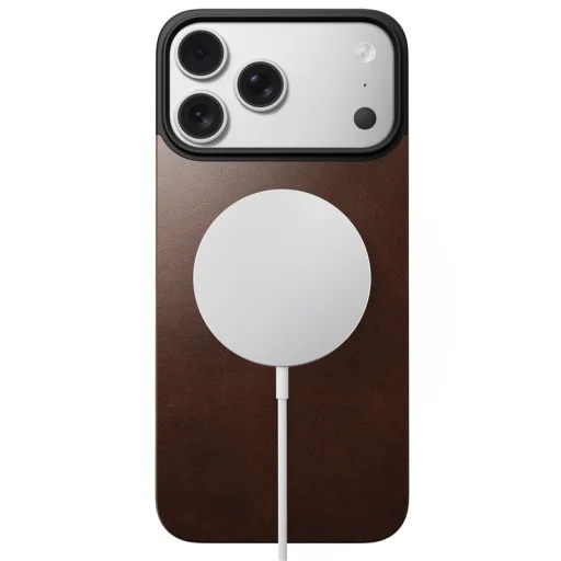 Nomad Magnetic Leather Back MagSafe hátlap iPhone 17 Pro készülékhez, rusztikus barna (Horween) - 21