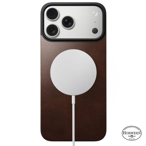 Nomad Magnetic Leather Back MagSafe zadný kryt pre iPhone 17 Pro, rustikálna hnedá (Horween) - 22
