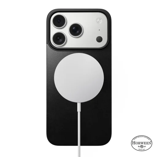 Nomad Magnetic Leather Back fekete (Horween) Magsafe iPhone 17 Pro - 20