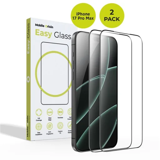 Mobile Origin EasyGlass iPhone 17 Pro Max kijelzővédő üveg, 2 pack - 1