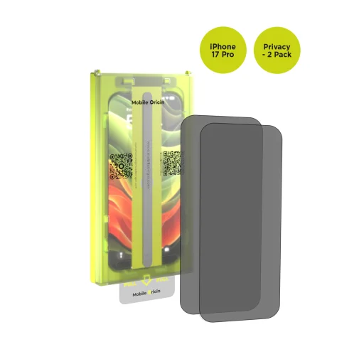 Mobile Origin Screen Guard Privacy kijelzővédő üveg easy applicatorral, 2 pack – iPhone 17 Pro - 2