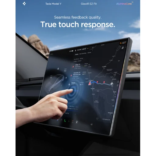 Spigen Tesla EZ Fit FC antireflexné matné ochranné sklo, čierne – Tesla Model Y L 2026 - 17