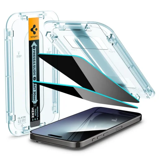 Spigen Glass tR EZ Fit privátne tvrdené ochranné sklo, 2 ks – iPhone 15 Pro - 1