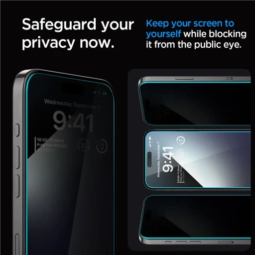 Spigen Glass tR EZ Fit privátne tvrdené ochranné sklo, 2 ks – iPhone 15 Pro - 3