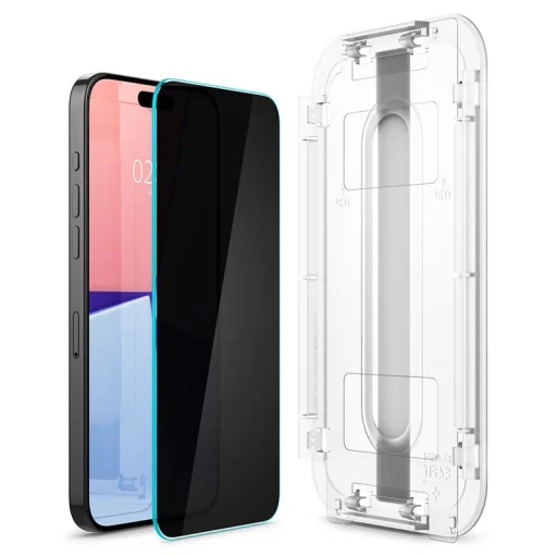 Spigen Glass tR EZ Fit privátne tvrdené ochranné sklo, 2 ks – iPhone 15 Pro - 10