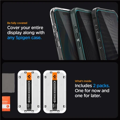 Spigen Glass tR EZ Fit adatvédelmi edzett üveg kijelzővédő fólia, 2 db – iPhone 15 Pro - 7
