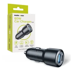Mobile Origin CA2 60 W-os USB-C és USB-A autós töltő, fekete