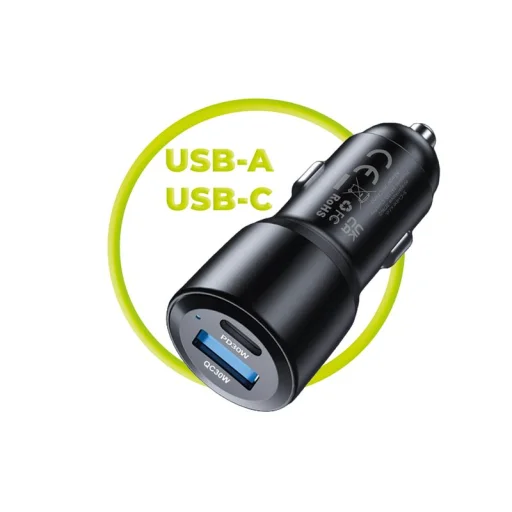 Mobile Origin CA2 60 W-os USB-C és USB-A autós töltő, fekete - 11