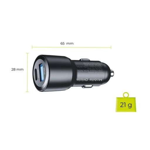 Mobile Origin CA2 60W USB-C a USB-A nabíjačka do auta, čierna - 4