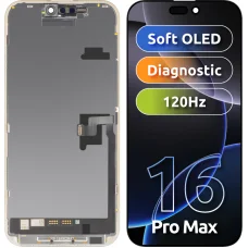 Apple iPhone 16 Pro Max MP Soft OLED FHD kijelzőmodul, diagnosztikai változat, fekete