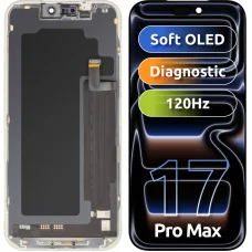 MP LCD kijelzőmodul Apple iPhone 17 Pro Max készülékhez, Soft OLED FHD diagnosztikai változat, utángyártott, fekete