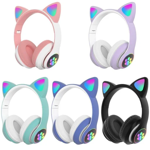 Telcon gyermek Bluetooth fejhallgató LED macskafülekkel, fekete - 6