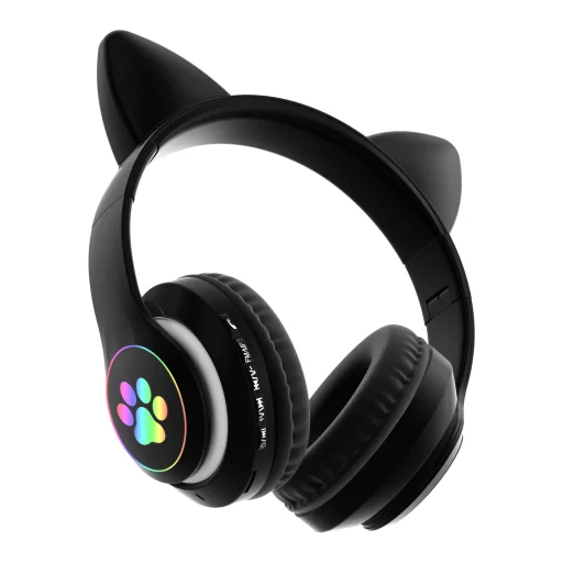 Telcon detské Bluetooth slúchadlá s LED mačacími ušami, čierne - 2