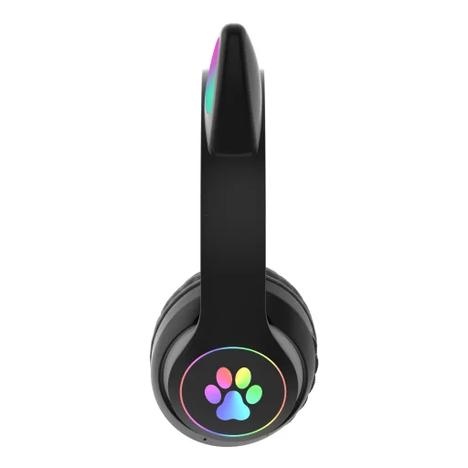 Telcon detské Bluetooth slúchadlá s LED mačacími ušami, čierne - 3
