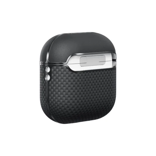 AirPods 4 čierne/sivé Pitaka Aramid Fiber magnetické puzdro - 2