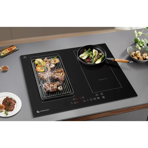 AMZCHEF CE-FS-I72S-FFDD06 vstavaná indukčná varná doska, 4-zónová, čierna - 2