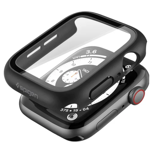 Spigen Thin Fit 360 ochranný kryt so zabudovaným tvrdeným sklom na Apple Watch 4 / 5 / 6 / SE 1 / 2 / 3 (44 mm) čierny - 2