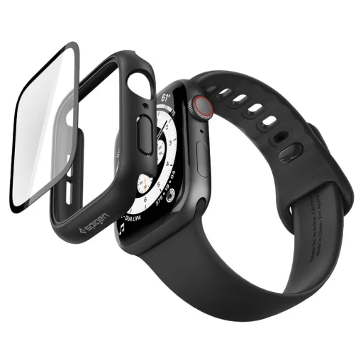 Spigen Thin Fit 360 ochranný kryt so zabudovaným tvrdeným sklom na Apple Watch 4 / 5 / 6 / SE 1 / 2 / 3 (44 mm) čierny - 3