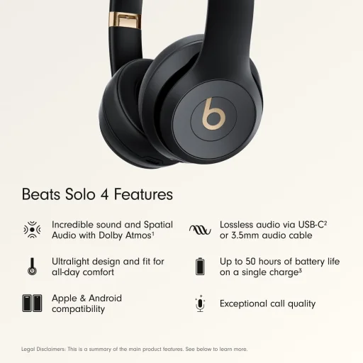 Beats Solo 4 bezdrôtové slúchadlá matná čierna/zlatá MC2L4 - 5