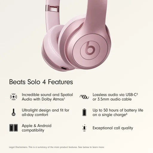 Beats Solo 4 bezdrôtové slúchadlá metalická ružová MDWJ4 - 5