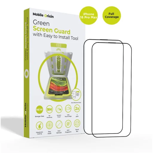 iPhone 16 Pro Max Mobile Origin Screen Guard kijelzővédő üveg egyszerű felhelyezővel, 2 db - 1