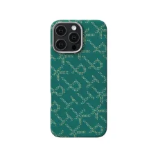 Pitaka Tactile Woven puzdro, PTK zelená/zlatá – iPhone 16 Pro