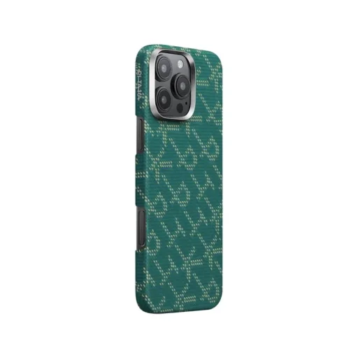 Pitaka Tactile Woven puzdro, PTK zelená/zlatá – iPhone 16 Pro - 2