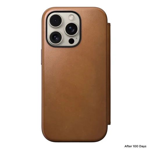 Nomad Modern Leather Folio kožené puzdro pre iPhone 16 Pro, hnedé - 3